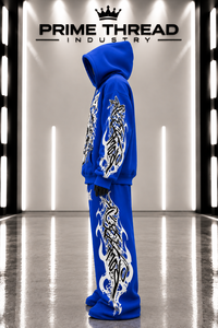 Ensemble de survêtement personnalisé pour homme avec motif tête de mort, sweat à capuche oversize et pantalon de survêtement ample à jambes larges, style streetwear, deux pièces - Product Image 6
