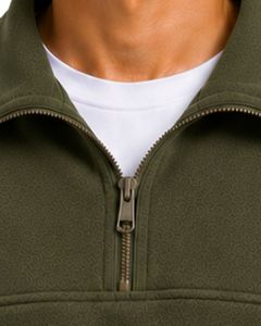 Customized Dark Olive Green <b>Men</b> Oversized Quarter Zip Sweatshirt <b>Pullover</b> Fleece Cotton Polyester Casual Winter Sweatshirt - Product Image 6