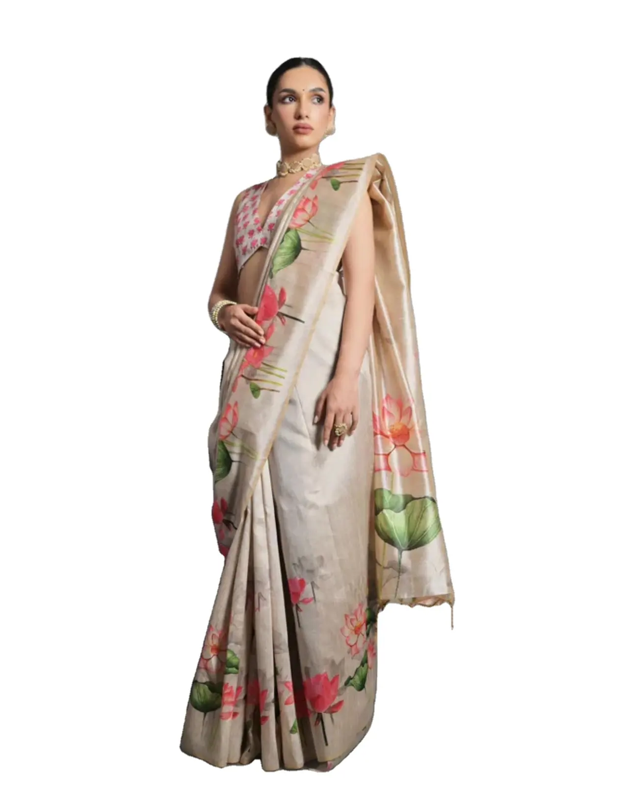 Mềm bông handlooms tusser Saree với thiết kế đẹp cho Ấn Độ và Pakistan quần áo