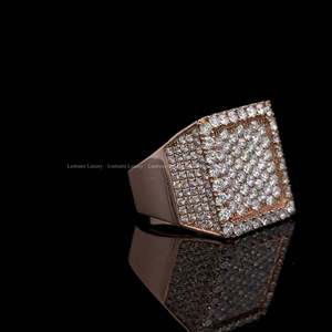 4.50 CTW Round Lab Grown Diamond Men's <b>Ring</b> 14K Rose Gold Statement <b>Ring</b> Luxury Wedding Band Iced Out <b>Pinky</b> <b>Ring</b> For Him - Product Image 4