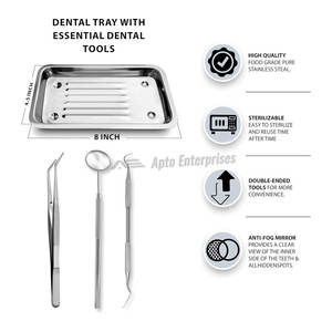 Dental Hygiene <b>Kit</b> Tray Complete Manual Stainless Steel <b>Plaque</b> <b>Remover</b> Set Including Tartar Scraper Tooth Pick Dental Scaler - Product Image 2