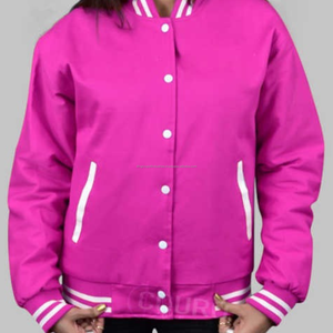 Chaqueta universitaria de béisbol de estilo universitario con bordado personalizado para mujer, chaqueta Vintage de sarga de algodón con cuello levantado, chaqueta con letras recubiertas - Product Image 4