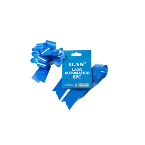 Fiocco Automatico Blu Ilan 2.8x46 Cm 6 Pezzi Per Confezioni Regalo - Product Image 1