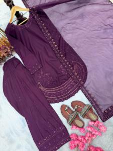 Wedding Salwar Kameez <b>Set</b> Ethnic Wear Knee-Length Silk Salwar Kameez Party Embroidery Sequence Zari Work - Product Image 4