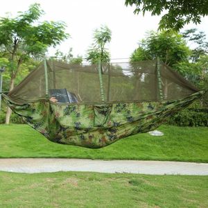 Amaca portatile in Nylon doppio per escursioni e campeggio all'aperto Capacità di carico di 600lbs con zanzariera e tracolla gancio borsa per il trasporto - Product Image 1