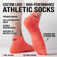 Chaussettes de sport athlétiques respirantes avec coussinets de compression pour basketball, course à pied, football, cyclisme, tennis, logo personnalisé, OEM, vente en gros