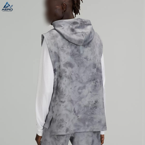 Sudadera sin mangas con capucha de diseño personalizado para hombre, estilo Tie Dye, hombros caídos, lavado mineral, para gimnasio y ropa urbana, de buen proveedor, último estilo - Product Image 3