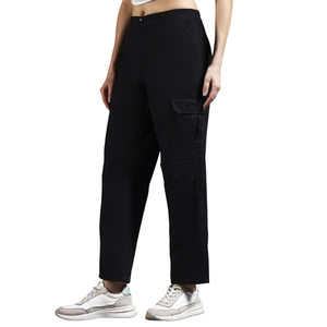 Pantalones Cargo de Cintura Alta para Mujer, Color Negro Sólido, Corte Holgado, con Bolsillos, Estilo Casual, para Primavera - Product Image 5