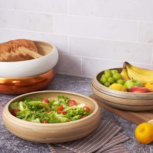 Bol à salade en bambou tressé à prix abordable pour ustensiles de cuisine, bols de service modernes personnalisés, vaisselle OEM/ODM fabriquée au Vietnam - Product Image 5