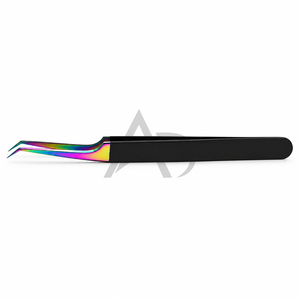 45 Degree Black <b>Rainbow</b> Lash Extension Tweezer Stainless Steel Customized Logo Printing Beauty Instrument OEM - Product Image 6