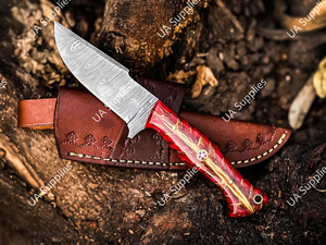 มีดดาบเหล็กดามัสกัส ลายบิดเกลียว ความแข็ง 58 HRC คมกริบ ใบมีดแบบฟิกซ์ ด้ามจับทรงกรวยสน สำหรับตั้งแคมป์ กิจกรรมกลางแจ้ง และล่าสัตว์ - Product Image 6