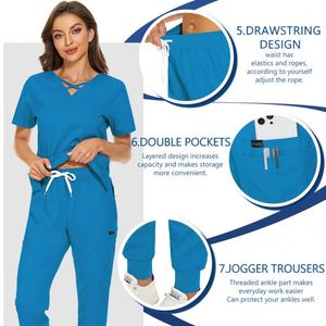 Uniformes Quirúrgicos Personalizados, Conjuntos de Uniformes para Enfermeras, 72% Poliéster, 22% Rayón, 6% Elastano, Traje de Hospital Elástico, OEM - Product Image 3