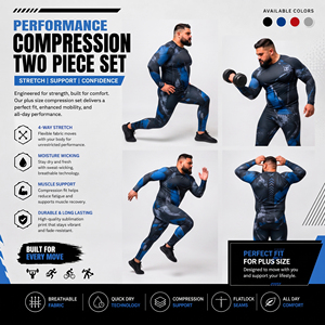 Ensemble de compression imprimé sur mesure pour hommes : Rashguard à manches longues et leggings de yoga respirants pour la gym et l'entraînement, grandes tailles - Product Image 5