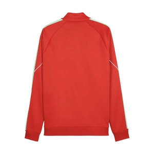 เสื้อแจ็คเก็ตผู้ชายสีแดงแบบมีซิป แขนเสื้อแบบแร็กแลน ทรงปกติ สไตล์สปอร์ต สำหรับฤดูใบไม้ร่วง ผลิตจากผ้าถักโพลีเอสเตอร์ - Product Image 2