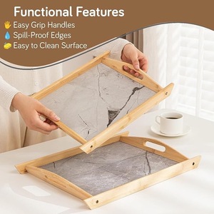 Bandeja de Servir Plegable de Madera con Asas |   Bandeja de Desayuno para Cama, para Comida, Café y Bocadillos |   Mesa Auxiliar Moderna de Bambú - Product Image 4