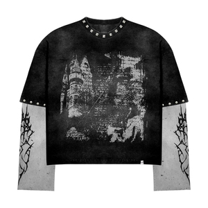 เสื้อยืดโอเวอร์ไซส์แขนยาวพิมพ์ลายฮาร์ลีย์ ควินน์ สำหรับผู้ชาย ยี่ห้อ IBEX สไตล์สตรีทแวร์ คอกลม แต่งขอบตัดกัน ผ้าฝ้ายทอ - Product Image 6