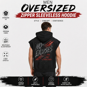 Men Oversized Sleeveless Zipper Hoodie Printed Sports Training Hooded Zipper Men Bodybuilder <b>Trainer</b> Sleeveless Zip-up Hoodies - Product Image 3