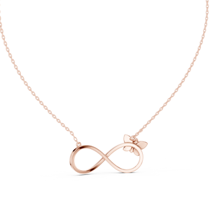 Collier Pendentif Papillon Infini en Or Rose et Diamants, Sertissage Pavé, Symbole Élégant, Bijou Fin, Cadeau - Product Image 3