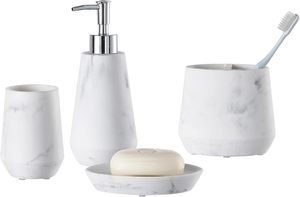 Organisateur élégant pour salle de bain, rangement pour comptoir, accessoires décoratifs en marbre, décoration moderne pour la maison, organisateur en marbre blanc - Product Image 2