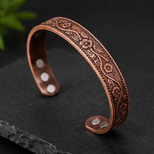 Authentic Nature <b>Engraved</b> Magnetic Metal Open Cuff <b>Bangle</b> Exquisite Metal Jewelry Promotional Novelty Gift - Product Image 3