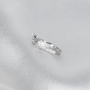 Lab Grown Pear Diamond <b>Open</b> Cuff <b>Ring</b> U Prong Pave White Gold Wedding Band for Women Adjustable Statement Jewelry - Product Image 6