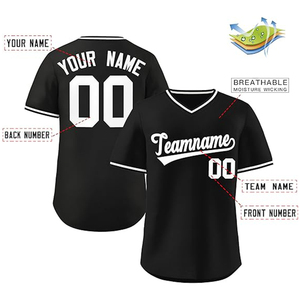 Camiseta de Béisbol Personalizada con Cuello en V, Nombre del Equipo, Número, Impresión Blanca y Roja, Transpirable, de Poliéster, Unisex para Adultos, Manga Corta - Product Image 3