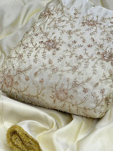 Designer Beaded Mesh Lace Fabric Pearl <b>Sequin</b> Embroidery Fabric Luxury Bridal Wedding Dress Textile <b>Material</b> - Product Image 5