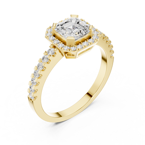 Anillos de Diamantes con Corte Asscher de Oro Amarillo de 14k, Diseño Elegante, Diamantes Cultivados en Laboratorio, con Certificación GRA, de los Mejores Mayoristas - Product Image 4