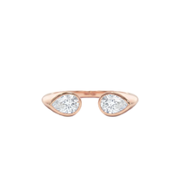 Bague Minimaliste Ajustable en Or Massif 9K 10K 14K 18K avec Diamant de Laboratoire Poire Goutte d'Eau Couleur DEF Clarté VS VVS, Bijou Délicat Empilable