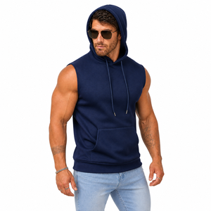 Chaleco Deportivo Personalizado para Hombre, Sudadera sin Mangas con Bolsillo Canguro, Color Sólido - Product Image 3
