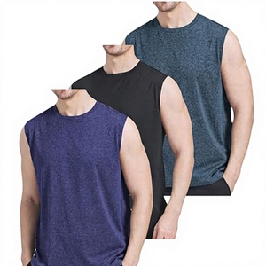 Débardeur de sport pour homme en coton et élasthanne respirant, col montant, option logo personnalisé, sans manches, style sportif décontracté - Product Image 2