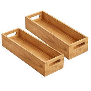 Plateaux de rangement en bois rectangulaires, design minimaliste, polis, empilables, compatibles lave-vaisselle, multifonctionnels, organisation de la cuisine, lot de 1 - Product Image 1