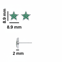 Pendientes de Oro de 14 Quilates con Zafiro Azul Natural en Forma de Estrella