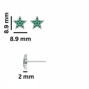 14KT Gold Natural Blue Sapphire Star Stud <b>Earrings</b> - Product Image 4