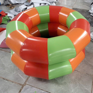 Flotador Inflable de PVC para Niños, Anillo de Natación Redondo con Rayas Coloridas - Product Image 5