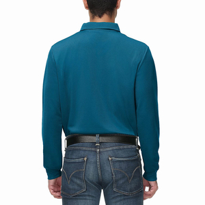 Chemises pour hommes brodées avec logo personnalisé, en polyester/coton uni, manches longues, boutonnées, chemise de golf décontractée, anti-rides, service OEM - Product Image 6