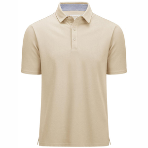 Polo de Manga Corta para Hombre, Color Beige, Tejido Piqué, Casual, Transpirable, de Algodón - Product Image 5