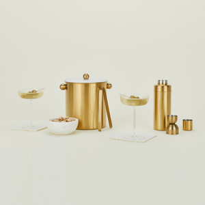 Seau à glace simple en métal avec finition dorée élégante, couvercle en métal blanc et poignées latérales pour les fêtes et les événements - Product Image 4