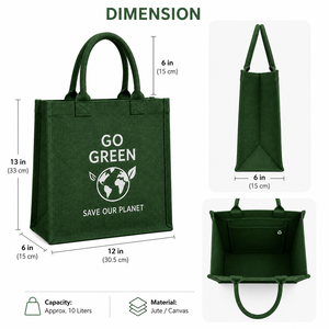Bolsa Ecológica Reutilizable Mediana de Yute con Diseño de Tierra para Compras - Product Image 2