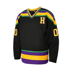 High Quality Custom Logo Men's Ice Hockey Jersey with Striped Pattern Quick Dry & Breathable Sports Jersey for Ice Hockey Wear - Product Image 1