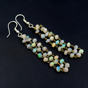HAYAAT GEMS Perles d'opale éthiopienne naturelle Welo Fire, boucles d'oreilles en argent sterling et or, cadeau de luxe pour elle - Product Image 5