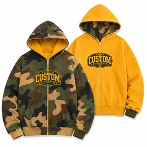 Y2K Fashion <b>Trendy</b> Reversible Zip Up Hoodie for Men Dual Side Graphic Camouflage Men Streetwear <b>Hoodies</b> Oversized Embroidery Zip - Product Image 2