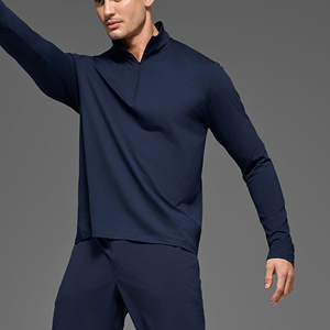 T-shirt de sport pour homme à manches longues et demi-zip avec logo personnalisé, respirant, pour la course à pied et la gym - Product Image 2