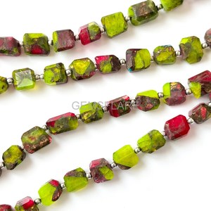 Cuentas facetadas de turquesa verde rubí Mohave de 5x7-6x8MM, cuentas de cobre turquesa pulidas de 8 pulgadas para fabricación de joyas, venta al por mayor - Product Image 4