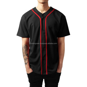 Camiseta de béisbol personalizada con rayas negras y rojas, roja y blanca - Product Image 1