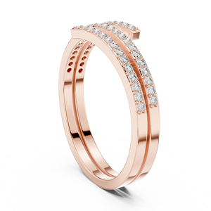 Modern <b>Wrap</b> Lab Grown Diamond Ring in Rose Gold | Elegant Triple Row Open Band Statement Ring for Women Jewelry - Product Image 2