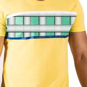 Camiseta Amarilla de Manga Corta para Hombre con Estampado Geométrico Digital, Cuello Redondo, Corte Regular Informal, Jersey de Algodón - Product Image 4