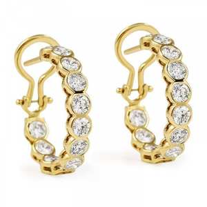 Classic Bezel <b>Set</b> Round Lab Grown Diamond <b>Earrings</b> IGI Certified DEF VVS VS Quality in 14k Gold or <b>Silver</b> Minimalist <b>Stud</b> Design - Product Image 4