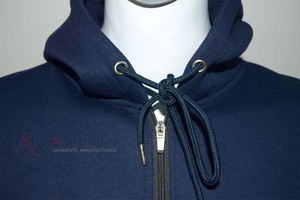 เสื้อฮู้ดซิปสีน้ำเงินกรมท่าสำหรับผู้ชาย ผ้าฟลีซคอตตอน 100% 250 GSM ทรงปกติ มีกระเป๋าหน้า ปักโลโก้  เสื้อกันหนาว - Product Image 3