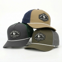 Gorra Deportiva Personalizada de 5 Paneles, Impermeable, de Poliéster Verde, con Orificios Cortados a Láser, Gorra de Golf Perforada, Gorra de Béisbol